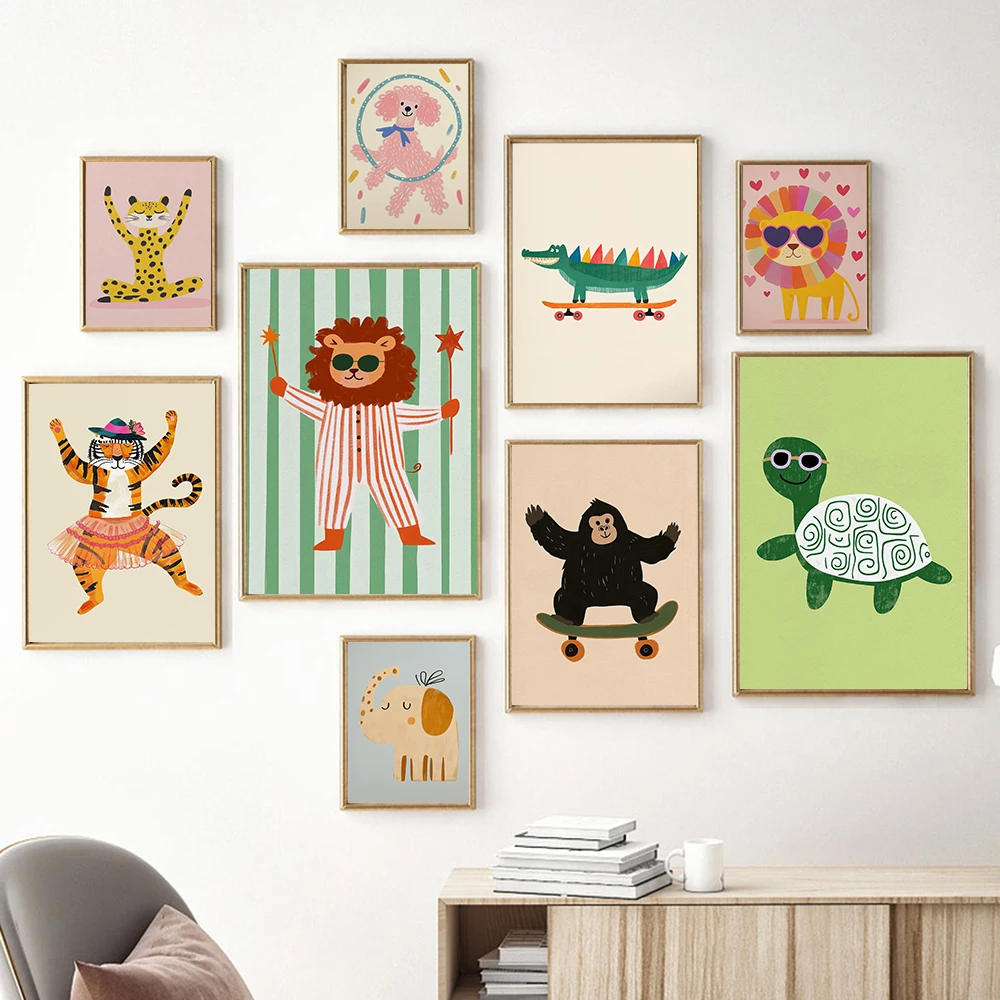 Baby Nursery Elephant - (No frame)Minimalist Canvas Posters Yoga Leopard