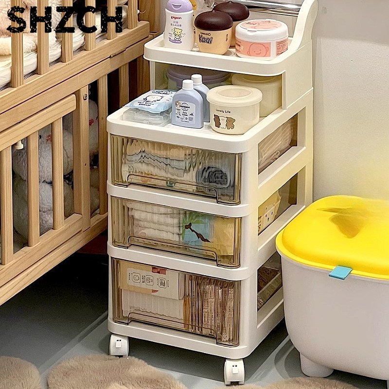 Baby Nursery Cart - 3-Tier Rolling Storage Cart Nursery Mobile