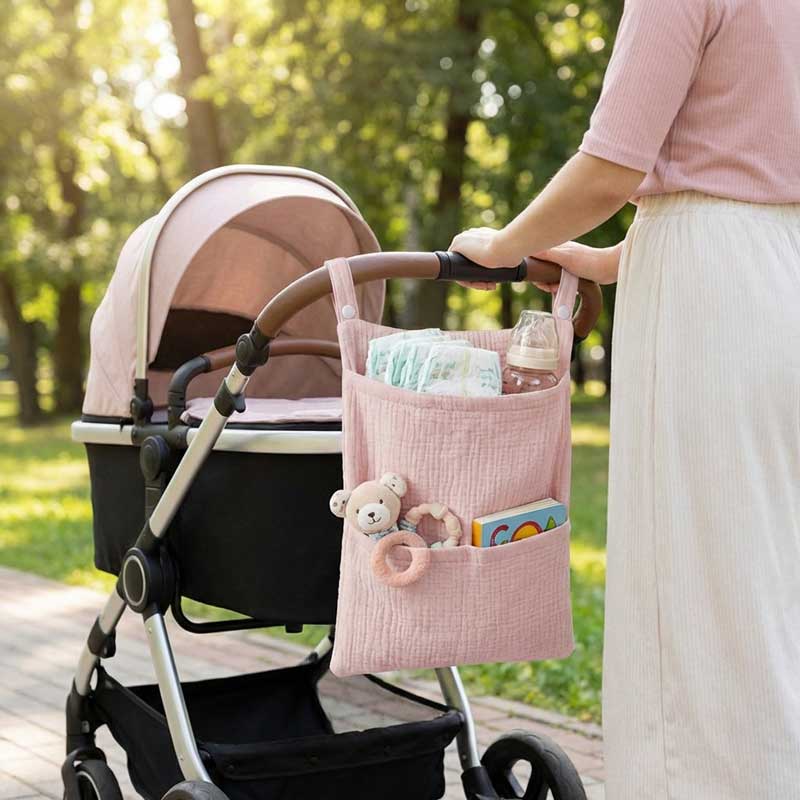Baby Nursery Unisex - Pure Cotton Baby Stroller Hanging Bag