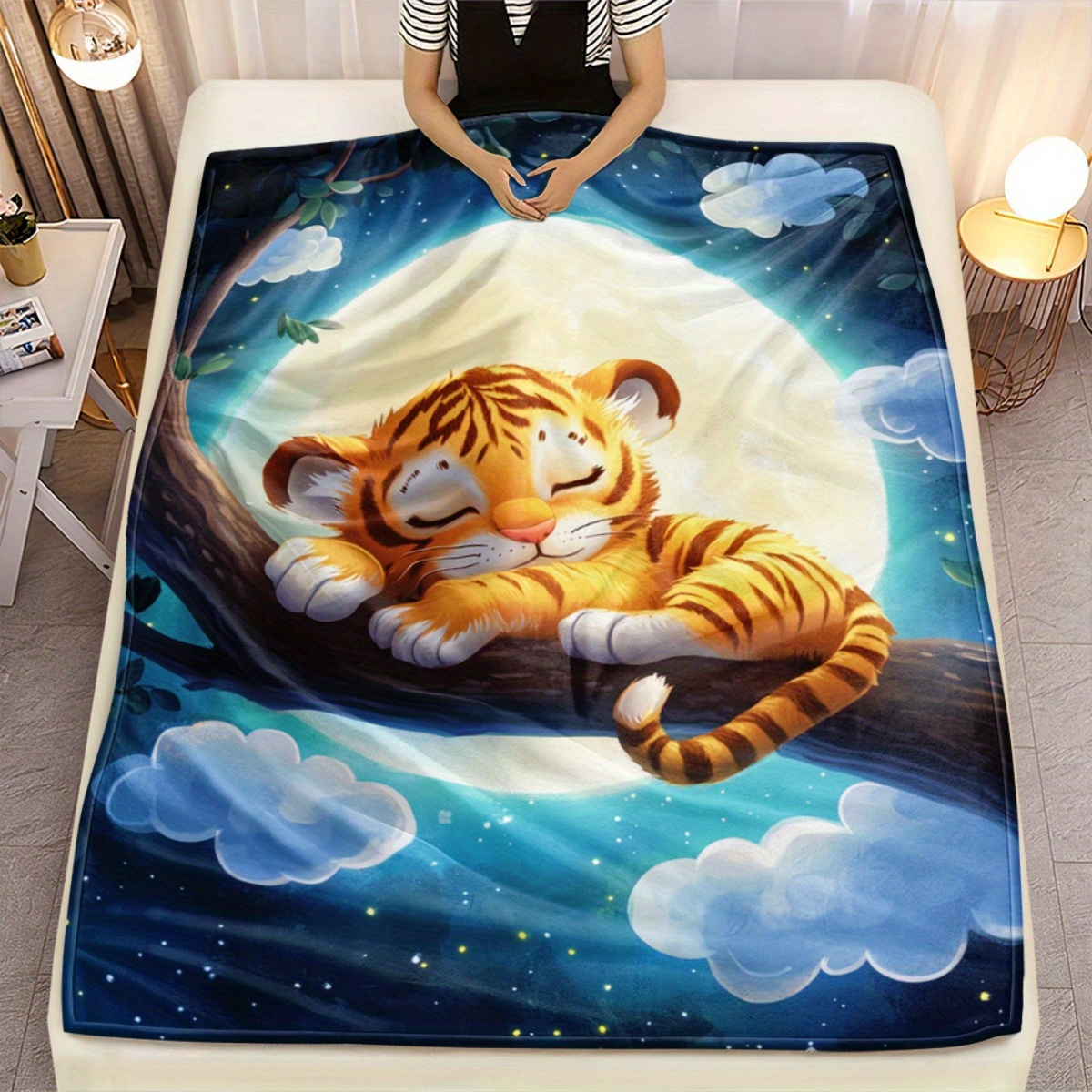 Baby Nursery Animal Theme - Cute sleeping tiger on tree branch