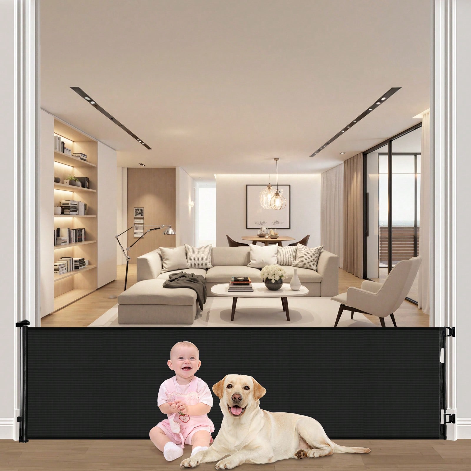 Baby Gate Extra Wide - 197 Inch Extra Wide Retractable Baby