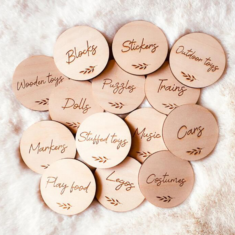 Baby Nursery Equipment - Wooden Storage Tags, Bedroom Toy Classification