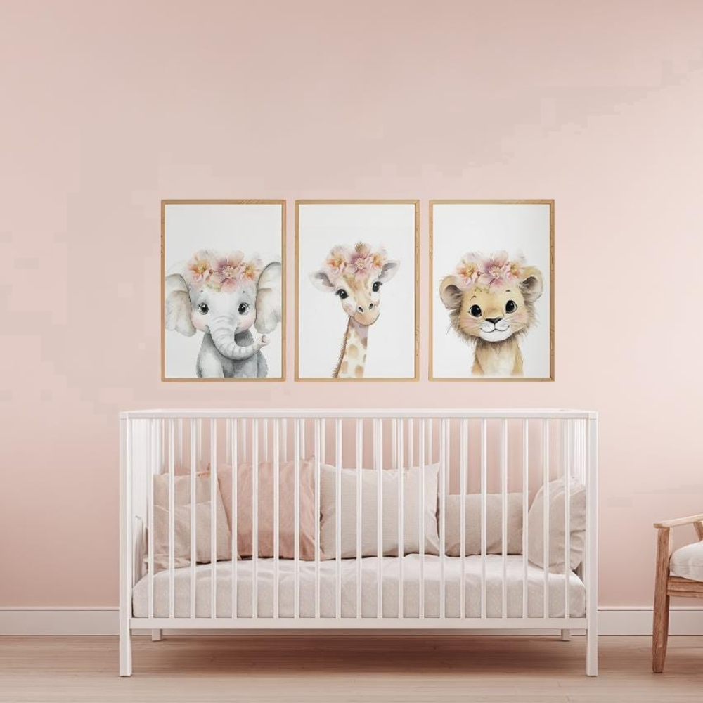 Baby Girl Nursery Wall Art Set - огляд і ціна Baby Nursery Elephant