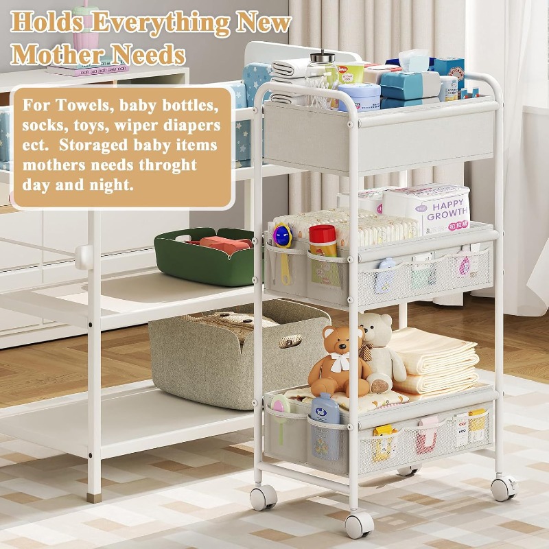 3-Tier Rolling Diaper Cart, Mu - огляд і ціна Baby Nursery Cart