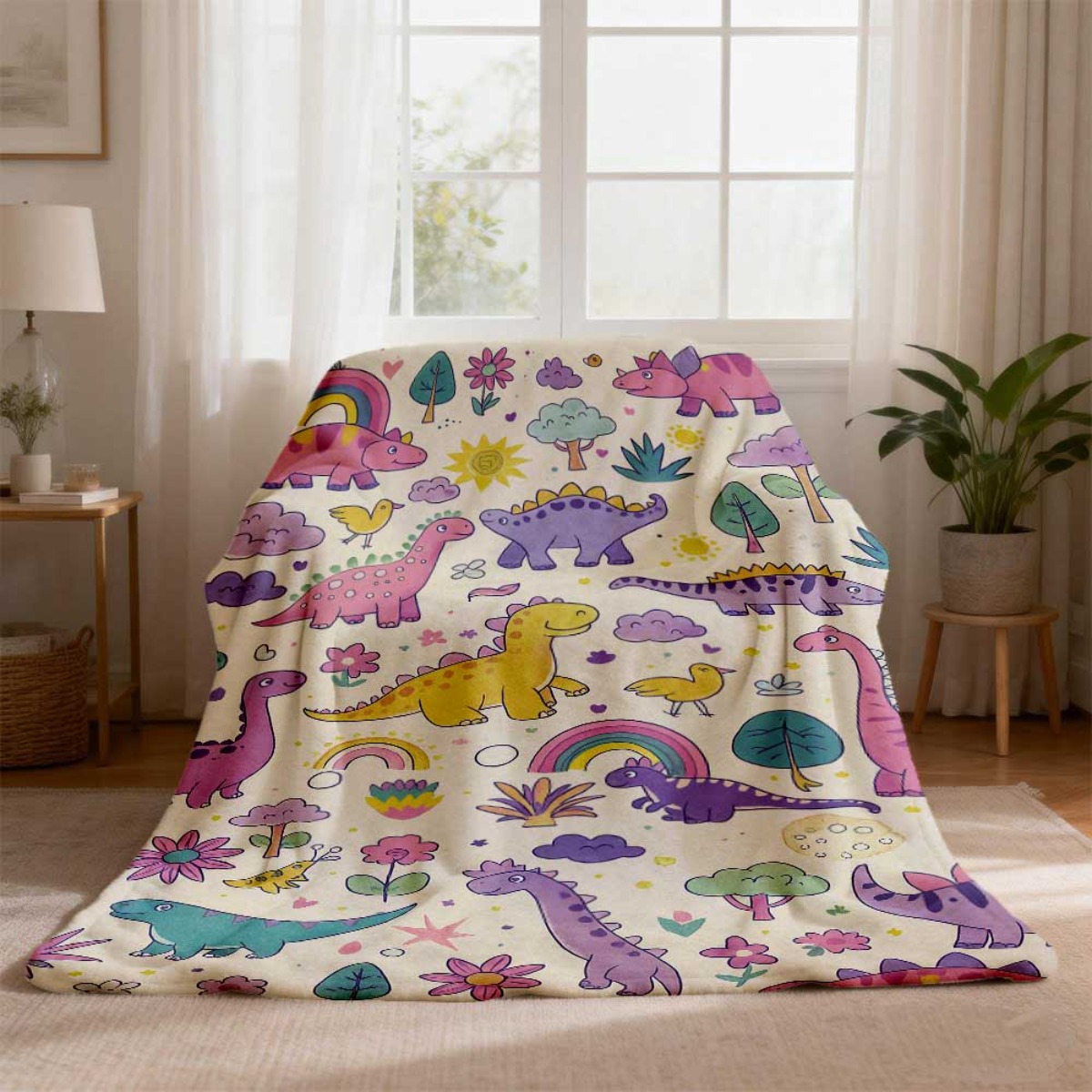 Super Cute Dinosaur Rainbow Th - огляд і ціна Baby Nursery Themes Girl
