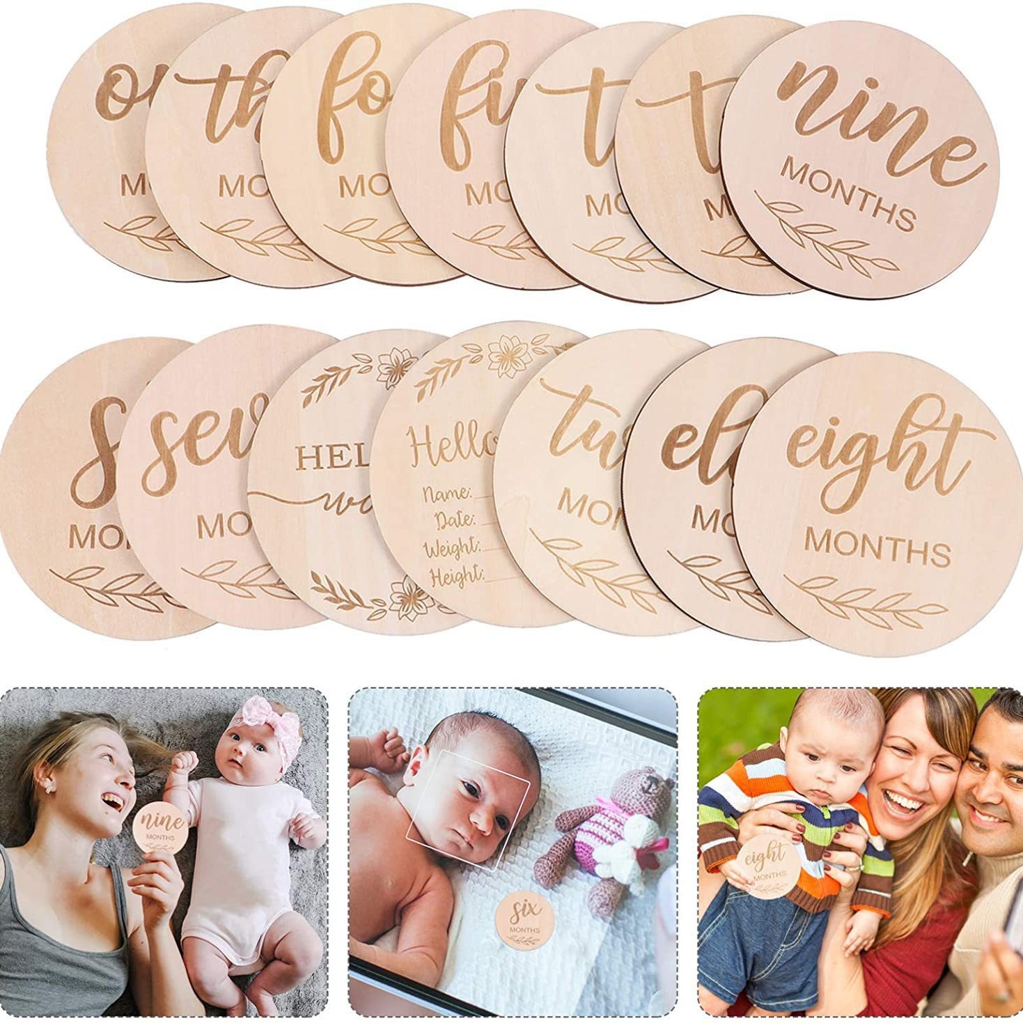 Wooden Wood Chip Month Souveni - огляд і ціна Milestone Card Set
