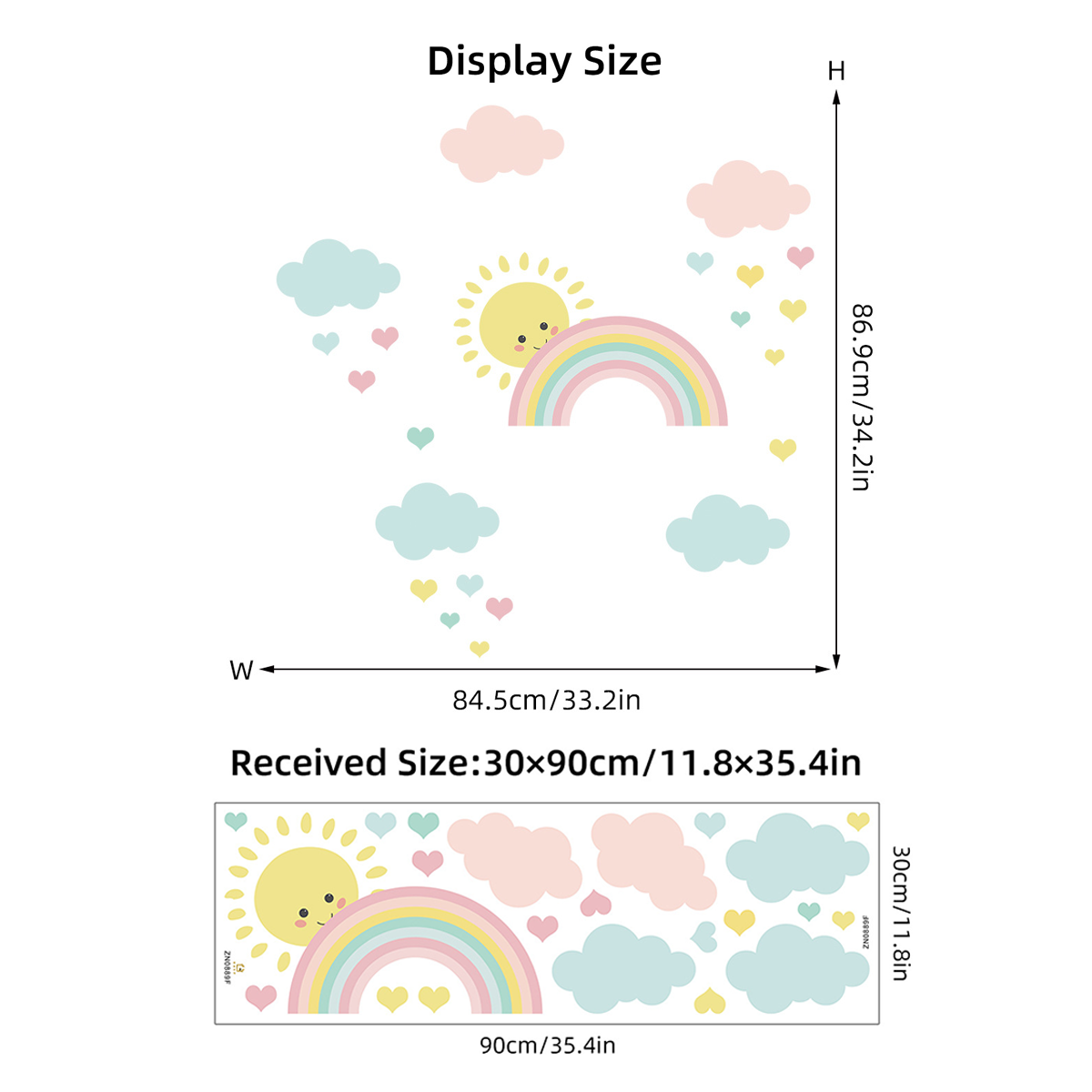 Cartoon Sun Rainbow Clouds Wal - огляд і ціна Baby Nursery Murals