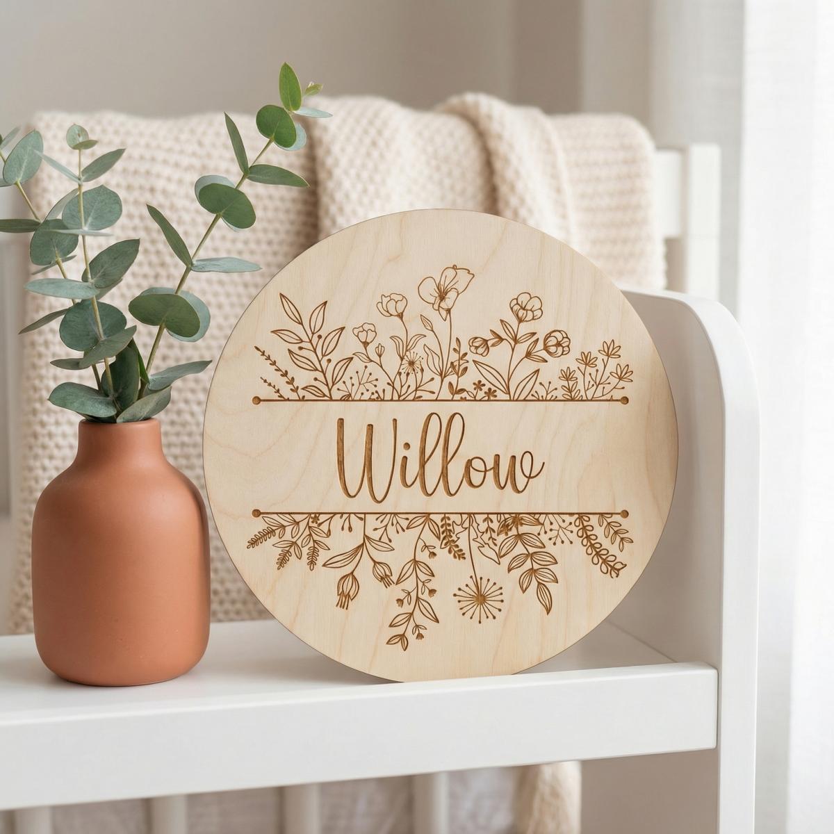 Personalized Floral Round Wood - огляд і ціна Baby Nursery Usa