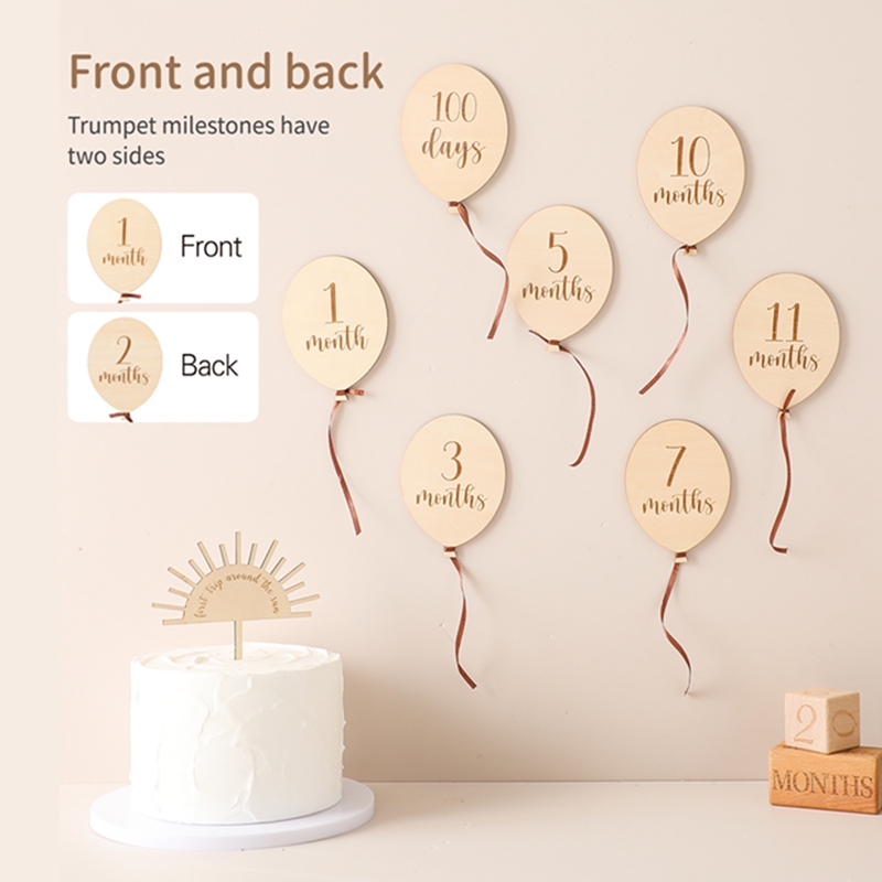 9PCS Baby Wooden Balloon Miles - огляд і ціна Milestone Card Set