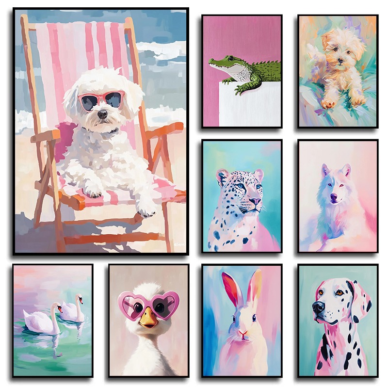 Pastel Animal Canvas Wall Art  - огляд і ціна Baby Nursery Animal Theme
