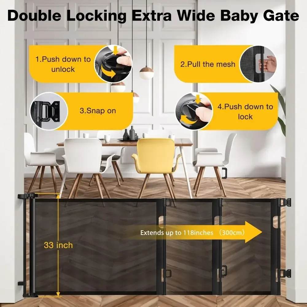 Retractable Extra Wide 118 Inc - огляд і ціна Baby Gate Extra Wide
