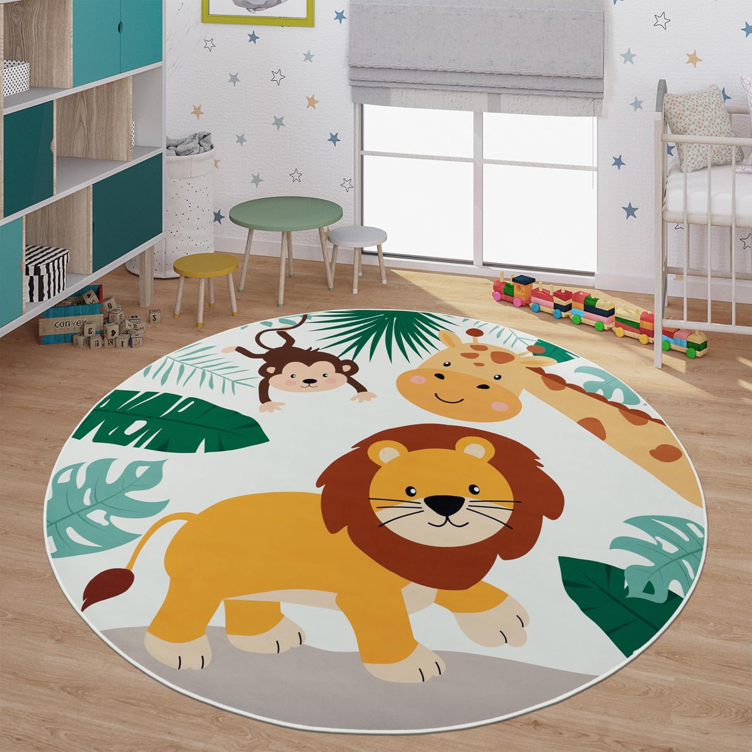 Soft Round Jungle Animal Print - огляд і ціна Baby Nursery Animal Theme
