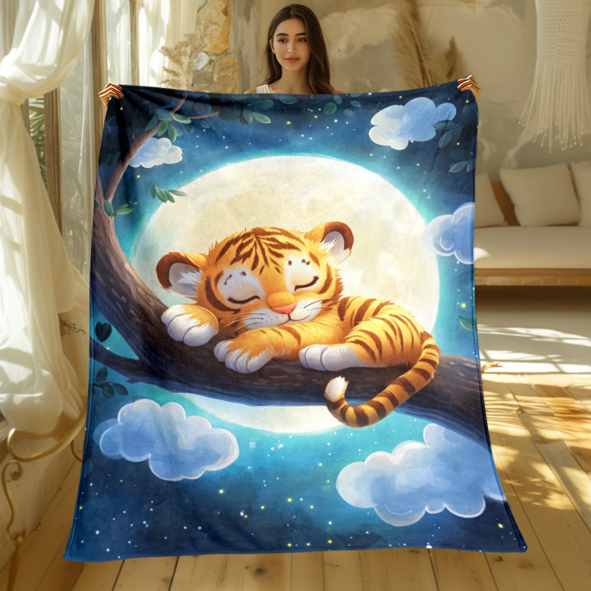 Cute sleeping tiger on tree br - огляд і ціна Baby Nursery Animal Theme