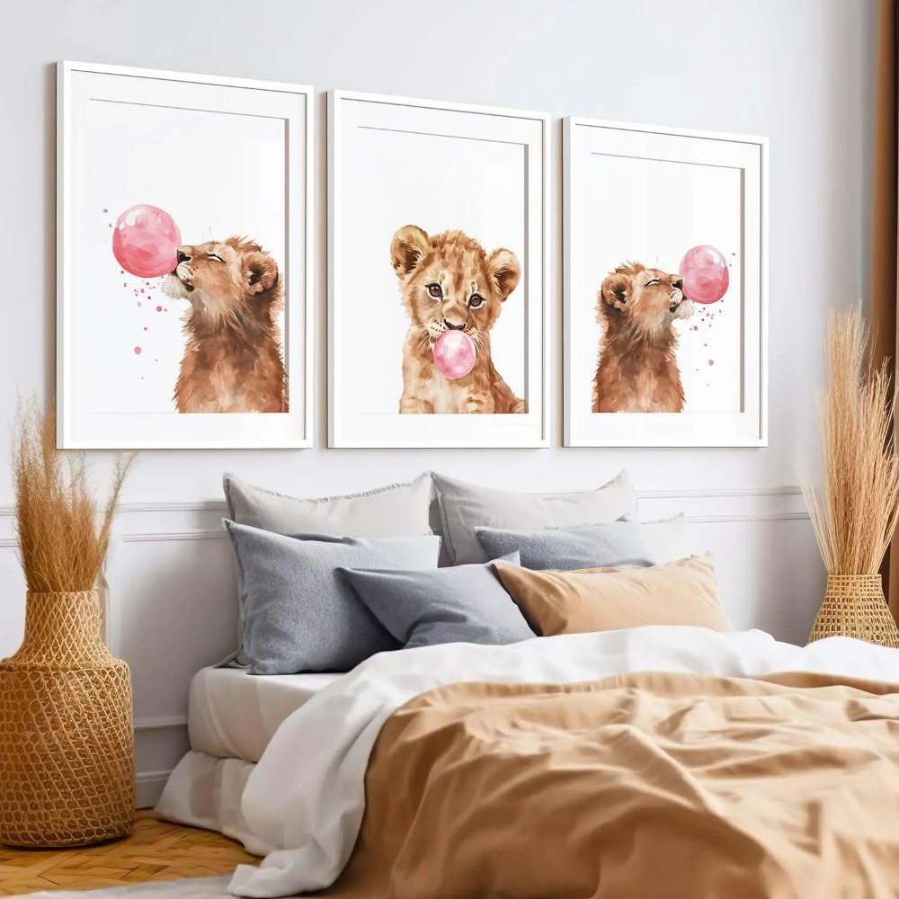 Lion Cub Nursery Wall Art Set  - огляд і ціна Baby Nursery Animal Theme