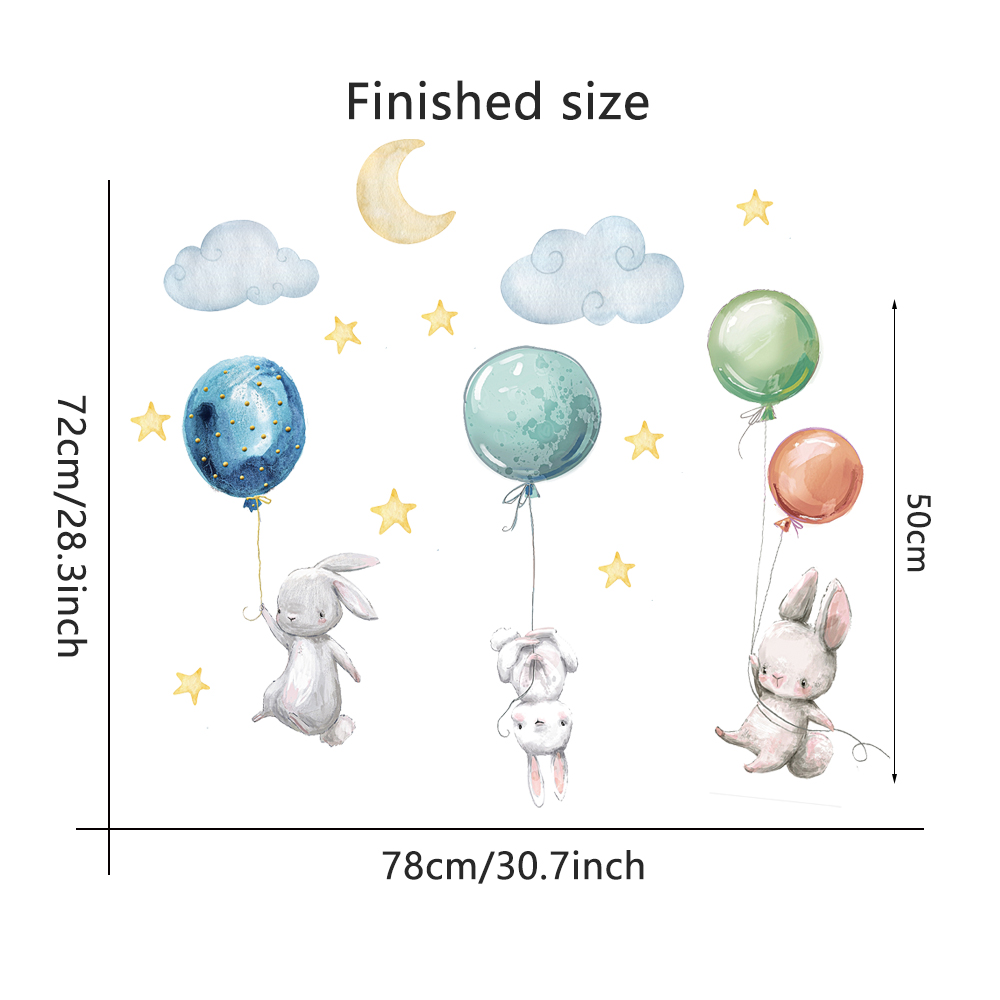 Cute Lovely Flying Rabbits Wal - огляд і ціна Baby Nursery Murals